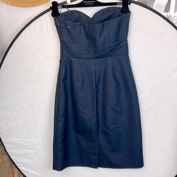J Crew Raquel 🆕 Sleeveless Party Bridesmaid Dress Navy Blue open shoulders sz.0 - Picture 2 of 16